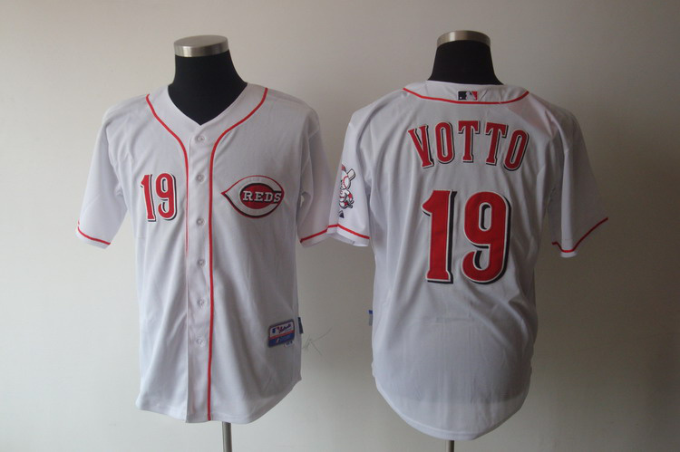 Reds #19 Joey Votto White Cool Base Stitched MLB Jersey